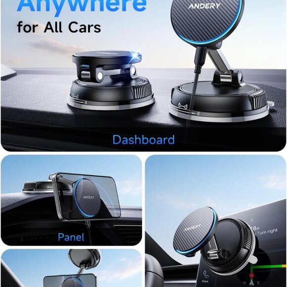 Magsafe Car Mount Charger [15W Wireless Faster Charging, 78+LBS Strongest Suctio - Picture 3 of 7